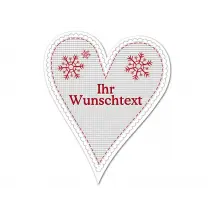 Hüttendeko-Herz mit Wunschtext und Schneeflocken - 180mm