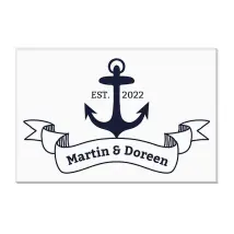 Maritime Acrylplatte zur Hochzeit mit Anker, Namen und Datum Variante 2 - Querformat