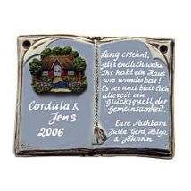 Keramikschild als Buch für Ehrungen und besondere Anlässe - Größe: 20x14 cm