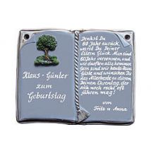 Keramikschild als Buch für Ehrungen und besondere Anlässe - Größe: 27x22 cm