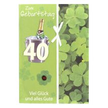 Geburtstagskarte zum 40. Geburtstag mit Briefumschlag