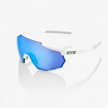 100% Racetrap Matte White Goggles - Hyper Blue Multilayer Mirror Lens