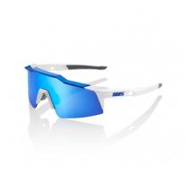 Lunettes 100% Speedcraft SL Blanc Mat Bleu Métallique HiPER Verres Bleus