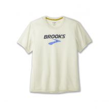 Brooks Distance Kurzarm T-shirt Cremeweiß, Größe XS
