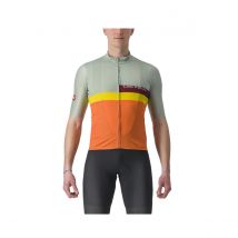 Castelli A Blocco Kurzarmtrikot Grün Orange, Größe XXL