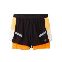 Short Femme Brooks Run Visible 4" 2en1 2.0 Noir Orange, Taille M