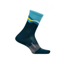 Feetures Trail Max Cushion Mini Crew Socken Blau Gelb, Größe L