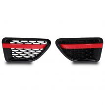 Predator 4x4 Black &amp;amp; Red Side Air Vents To Fit Range Rover Sport L320 05-09