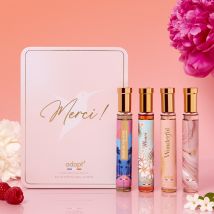 Adopt Cofre Merci ! Cofre metálica de 4 eaux de parfums Melrose Paradise 30ml + Monoï des Iles 30ml + Wonderful 30ml + Cotton Crush 30ml)