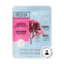 Iroha Nature - 1 maschera viso in tessuto aftersun nutritiva di prolungamento dell'abbronzatura e riconfortante con alghe, probiotici e acido ialuronico