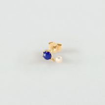 Piercing Puce Precieux - Bleu Lapis - Taille Unique - Argent 925/1000 - Lapis lazuli, Perle d'eau douce - Agatha Paris