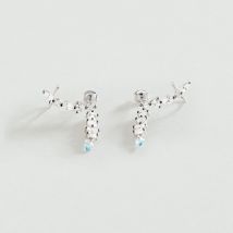 Boucles D'Oreilles Pendantes Jackie - Argenté / Bleu Aquamarine - Taille Unique - Argent 925/1000 - Oxyde de zirconium - Agatha Paris