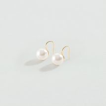 Boucles D'Oreilles Pendantes Perlys - Perle / Doré - Taille Unique - Argent 925/1000 doré 750/1000 - Perle de culture - Agatha Paris