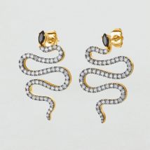 Boucles D'Oreilles Pendantes Snaky - Doré - Taille Unique - Argent 925/1000 - Oxyde de zirconium - Agatha Paris