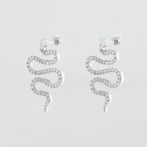 Boucles D'Oreilles Pendantes Snaky - Argenté - Taille Unique - Argent 925/1000 - Oxyde de zirconium - Agatha Paris