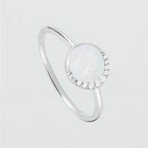 Bague Fine Moonnacre - Nacre / Argenté - Nacre - Argent 925/1000 - Taille : 50 - Agatha Paris