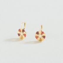 Boucles D'Oreilles Pendantes Rafia - Rouge / Doré - Taille Unique - Agatha Paris