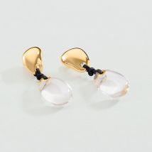 Boucles D'Oreilles Pendantes Odyssee - Transparent / Doré - Taille Unique - Laiton doré 750/1000 - Agatha Paris