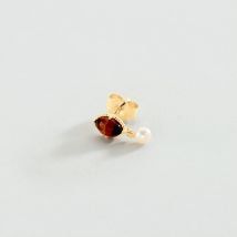 Piercing Puce Precieux - Oeil De Tigre - Taille Unique - Argent 925/1000 doré 750/1000 - Oeil de tigre, Perle d'eau douce - Agatha Paris