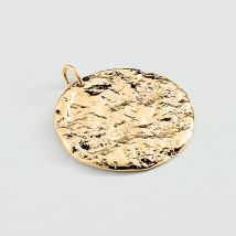 Pendentif Médaille Martelée - Doré - Taille Unique - Etain doré 750/1000 - Agatha Paris
