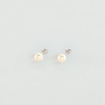 Boucles D'Oreilles Puces Perlys - Perle / Argenté - Taille Unique - Argent 925/1000 rhodié - Perle de verre - Agatha Paris