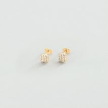 Boucles D'Oreilles Puces Gloria - Doré - Taille Unique - Argent 925/1000 doré 750/1000 - Oxyde de zirconium - Agatha Paris