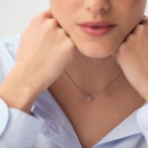 Collier Ras Du Cou Beloved - Turquoise / Argenté - Taille Unique - Argent 925/1000 rhodié - Oxyde de zirconium - Agatha Paris