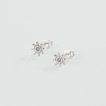 Boucles D'Oreilles Puces Space Age - Argenté - Taille Unique - Argent 925/1000 - Oxyde de zirconium - Agatha Paris