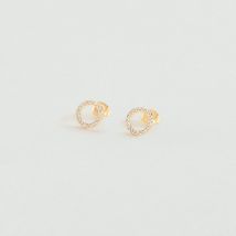 Boucles D'Oreilles Puces Rondou - Doré - Taille Unique - Argent 925/1000 doré 750/1000 - Oxyde de zirconium - Agatha Paris