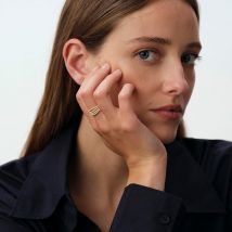 Bague Fine Dauphine - Doré - Oxyde de zirconium - Argent 925/1000 doré 750/1000 - Taille : 58 - Agatha Paris