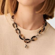 Collier Mi-long Aria - Ecaille / Noir - Taille Unique - Laiton - Agatha Paris