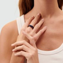 Bague Fine Torsades - Bleu / Doré - Laiton doré 750/1000 - Taille : 54 - Agatha Paris