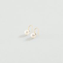 Boucles D'Oreilles Pendantes Pearly - Perle / Doré - Taille Unique - Argent 925/1000 doré 750/1000 - Perle de culture - Agatha Paris