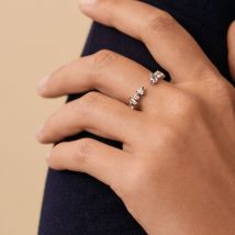 Bague Fine Jackie - Argenté / Bleu Aquamarine - Oxyde de zirconium - Argent 925/1000 - Taille : 52 - Agatha Paris