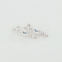 Boucles D'Oreilles Pendantes Jackie - Argenté / Bleu Aquamarine - Taille Unique - Argent 925/1000 - Oxyde de zirconium - Agatha Paris