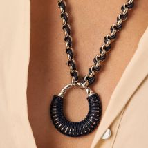 Sautoir Twiggy - Argenté / Bleu Foncé - Taille Unique - Laiton - Agatha Paris