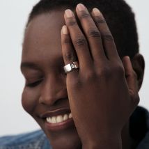 Bague Large Jade - Argenté - Oxyde de zirconium - Argent 925/1000 rhodié - Taille : 60 - Agatha Paris
