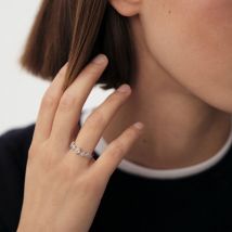 Bague Fine Beloved - Argenté - Oxyde de zirconium - Argent 925/1000 rhodié - Taille : 52 - Agatha Paris