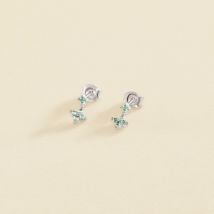 Boucles D'Oreilles Puces Beloved - Multicolore / Argenté - Taille Unique - Argent 925/1000 rhodié - Nano gem - Agatha Paris