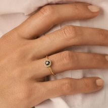 Bague Fine Imperial - Noir / Doré - Oxyde de zirconium - Argent 925/1000 - Taille : 52 - Agatha Paris