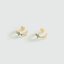 Créoles Beloved - Multicolore / Doré - Taille Unique - Argent 925/1000 doré 750/1000 - Nano gem - Agatha Paris