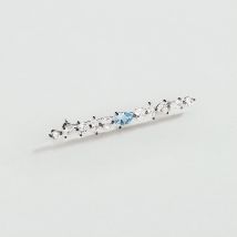 Broche Jackie - Argenté / Bleu Aquamarine - Taille Unique - Laiton - Oxyde de zirconium - Agatha Paris