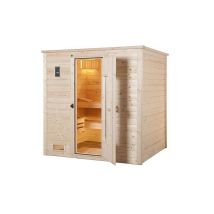 Sauna Bergen 1.8 198x181cm poêle 6.8kW BioAktiv Avec porte en bois