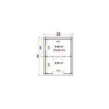 Gartenhaus Belfort + Schleppdach 260 cm | Satteldach | Wandstärke 44mm | 360x279cm