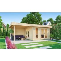 Gartenhaus mit Anbau Rodez 44 | Flachdach | Wandstärke 44mm | 632x360cm