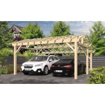 Doppelcarport Vincennes 23 | Holz-Nutzungsklasse 2 | Satteldach | Nordische Kiefer | 550x500cm