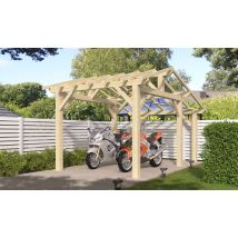 Einzelcarport Volcan 11 | Holz-Nutzungsklasse 2 | Satteldach | Nordische Kiefer | 300x484cm