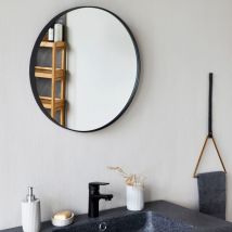 alinea Miroir rond en bois noir D50cm - Oundo