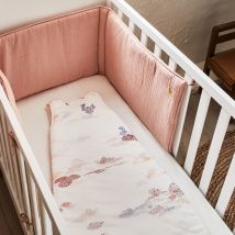 alinea Tour de lit bébé en gaze de coton bio avec broderie lurex - rose salina - Nuage
