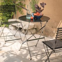 alinea Table de jardin pliante carrée en acier- noir (2 places) - Cervione